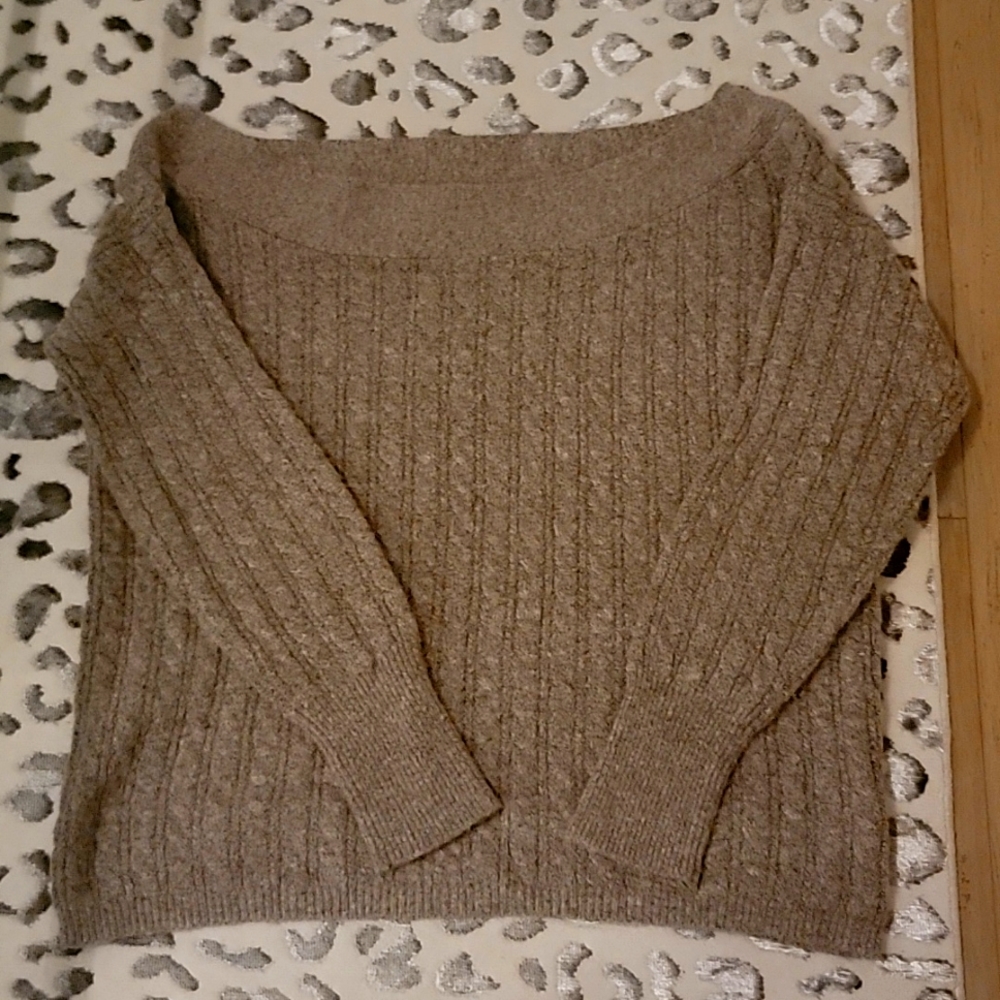 BKE cream/brown wide neck sweater. Size small